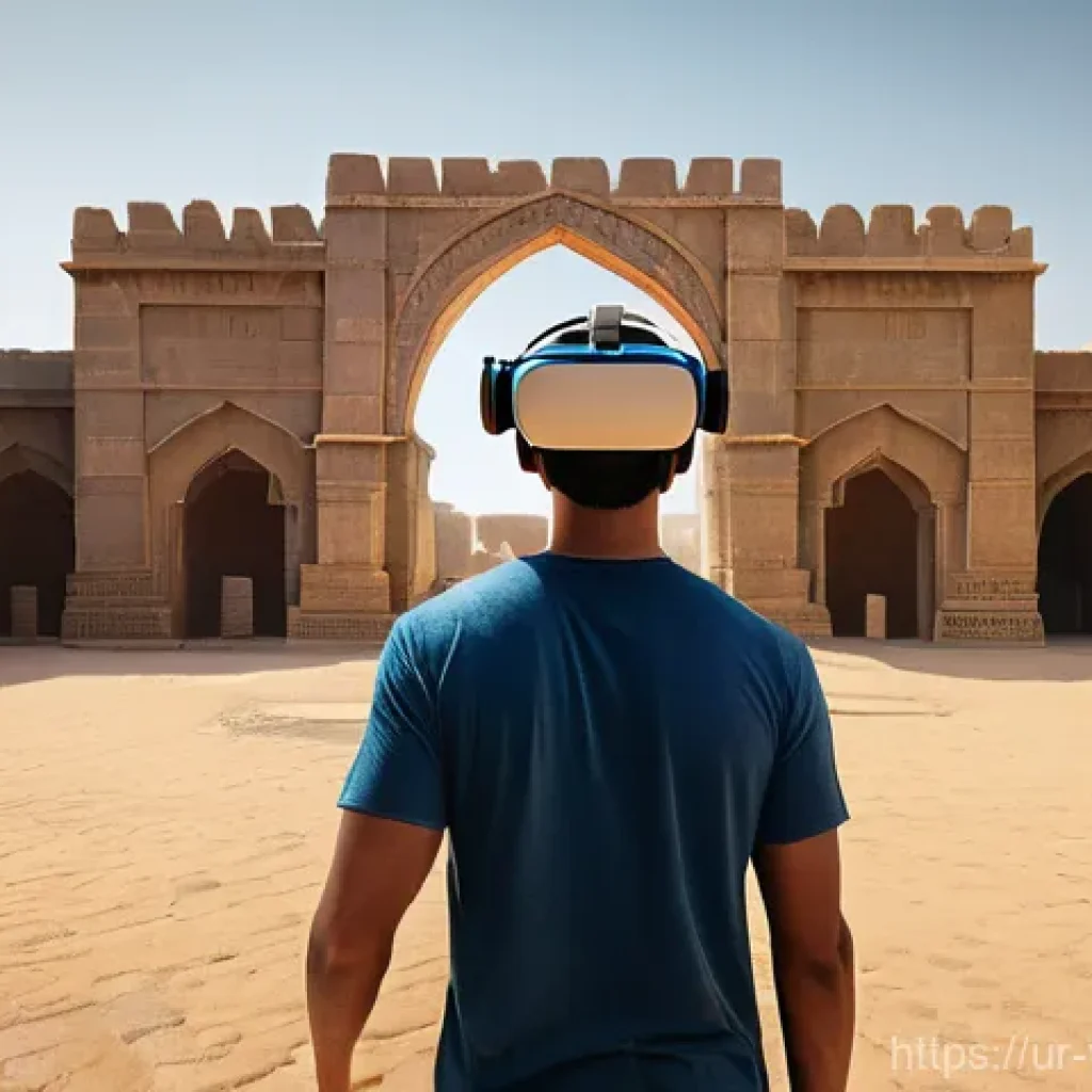 가상 추모 공간을 통한 문화유산 보존 - **Prompt: Virtual Exploration of an Ancient Citadel**
"A young adult, wearing modern, modest att...