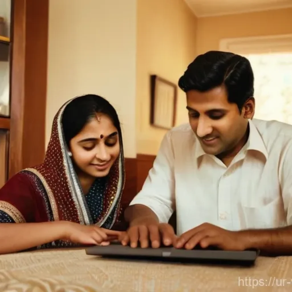 가상 추모 공간에서 제공하는 서비스 - **Prompt:** A serene, softly lit scene inside a cozy home, where three generations of a South Asian ...