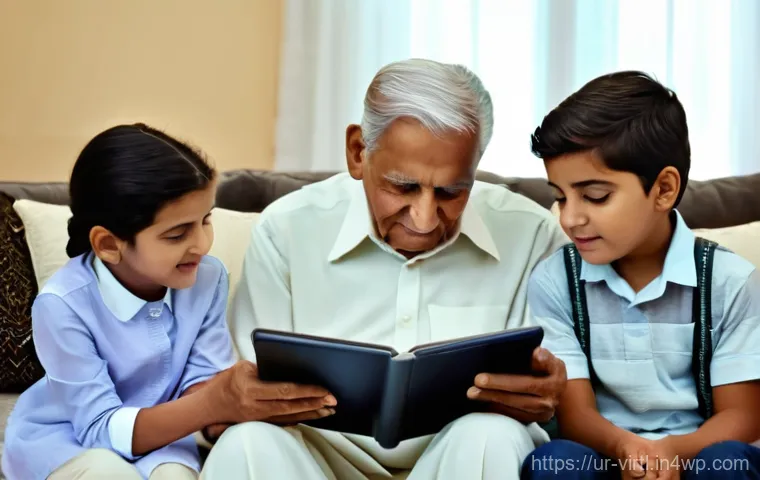 가상 추모 공간의 스토리텔링 기법 - **Prompt 1: Multi-generational Family Honoring Memories**
"A heartwarming scene depicting a mult...