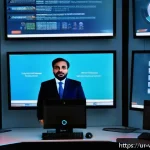 가상 추모 공간의 개인정보 보호 정책 - A modern digital security control room tailored for a virtual memorial platform serving Urdu-speakin...